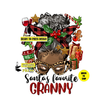 Load image into Gallery viewer, Santas Favorite Granny | Messy Bun | Ready to Press Sublimation Design | Sublimation Transfer | Obsessed With The Heat Press ™
