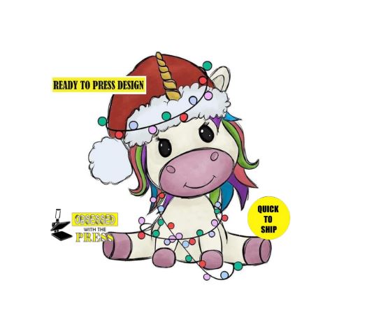 Christmas Unicorn | Ready to Press Sublimation Design | Sublimation Transfer | Obsessed With The Heat Press ™